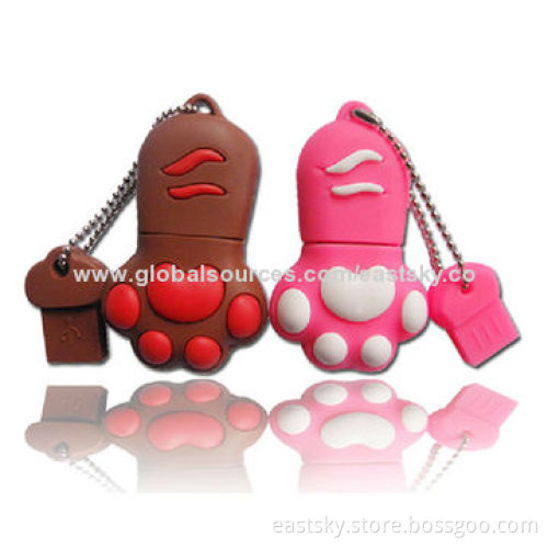 Custom Cat Claw-shaped Thumb Drive, Made of Soft PVC Material, OEM Orders Welcomed
